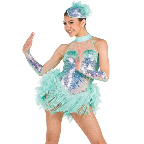 Dance Costume Large Adult Green A Wish Come True S234 Jazz Tap Musical Theater - Picture 1 of 3